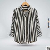 Premium Black & White Stripe Oxford Cotton Long Sleeve Formal Shirt