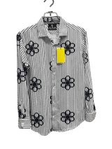 Men’s White & Black Striped Floral Print Full Sleeve Casual Shirt