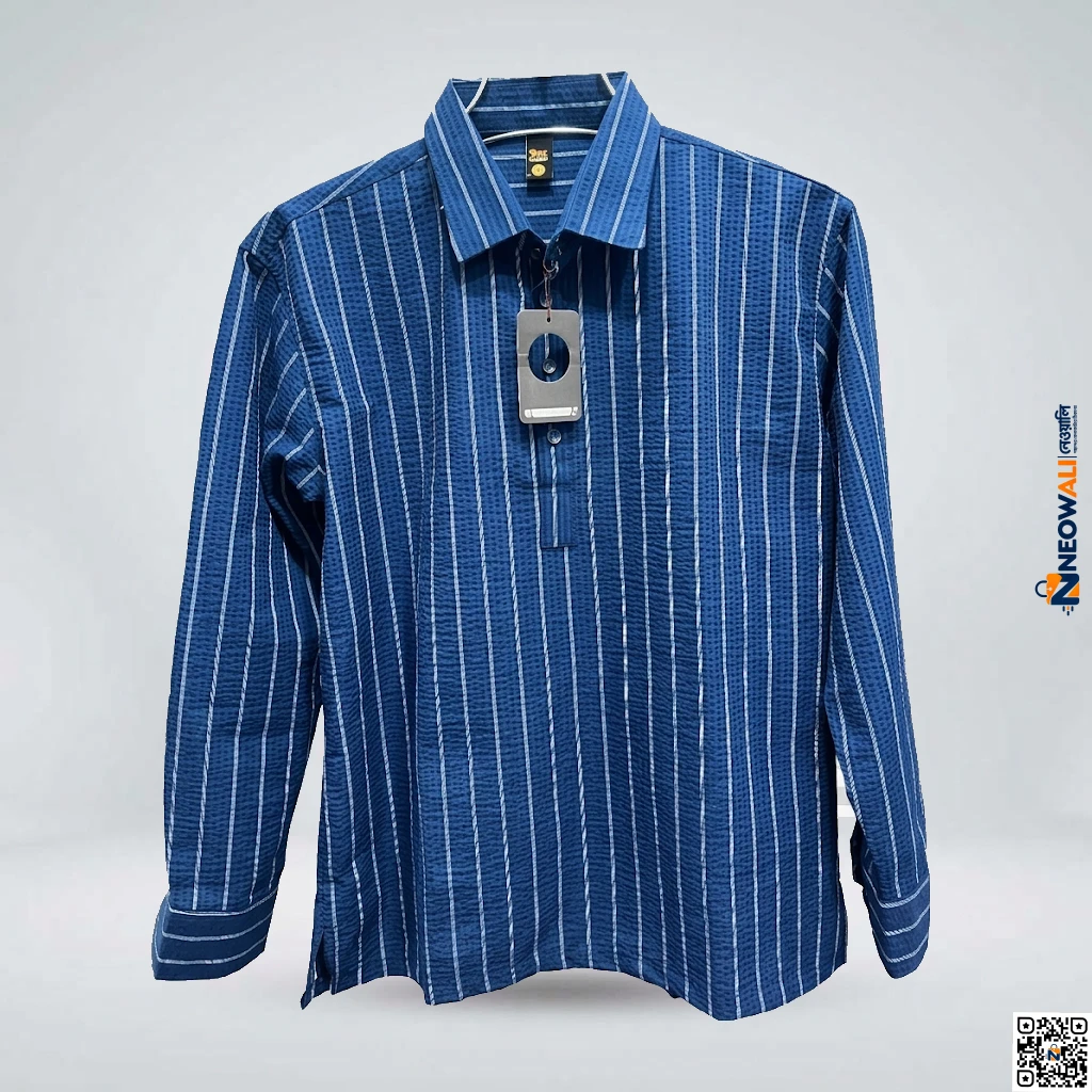 Men’s Blue Striped Full Sleeve Katua