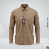 Men’s Beige Solid Color Korean Boxy Fit Shirt
